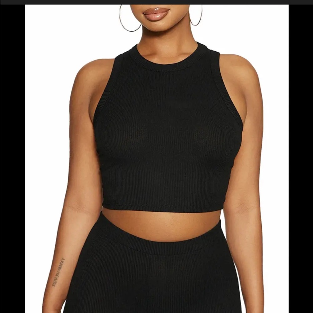 Black Ribbed Tank Top - Women's Sleeveless Crop Naked Wardrobe
